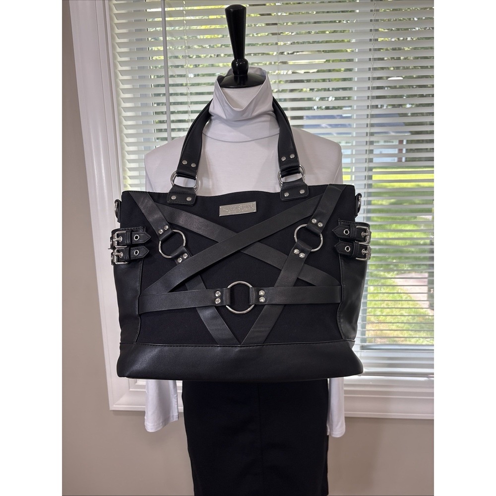 Killstar Crossed Star Purse Gothic Bag Black Vegan Leather/canvas **READ**